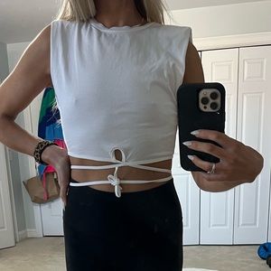 Bobbles & Lace Tie Crop Too